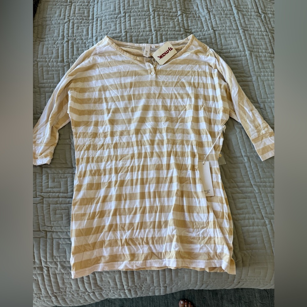 Yours Beige Striped Women's Pajama Top